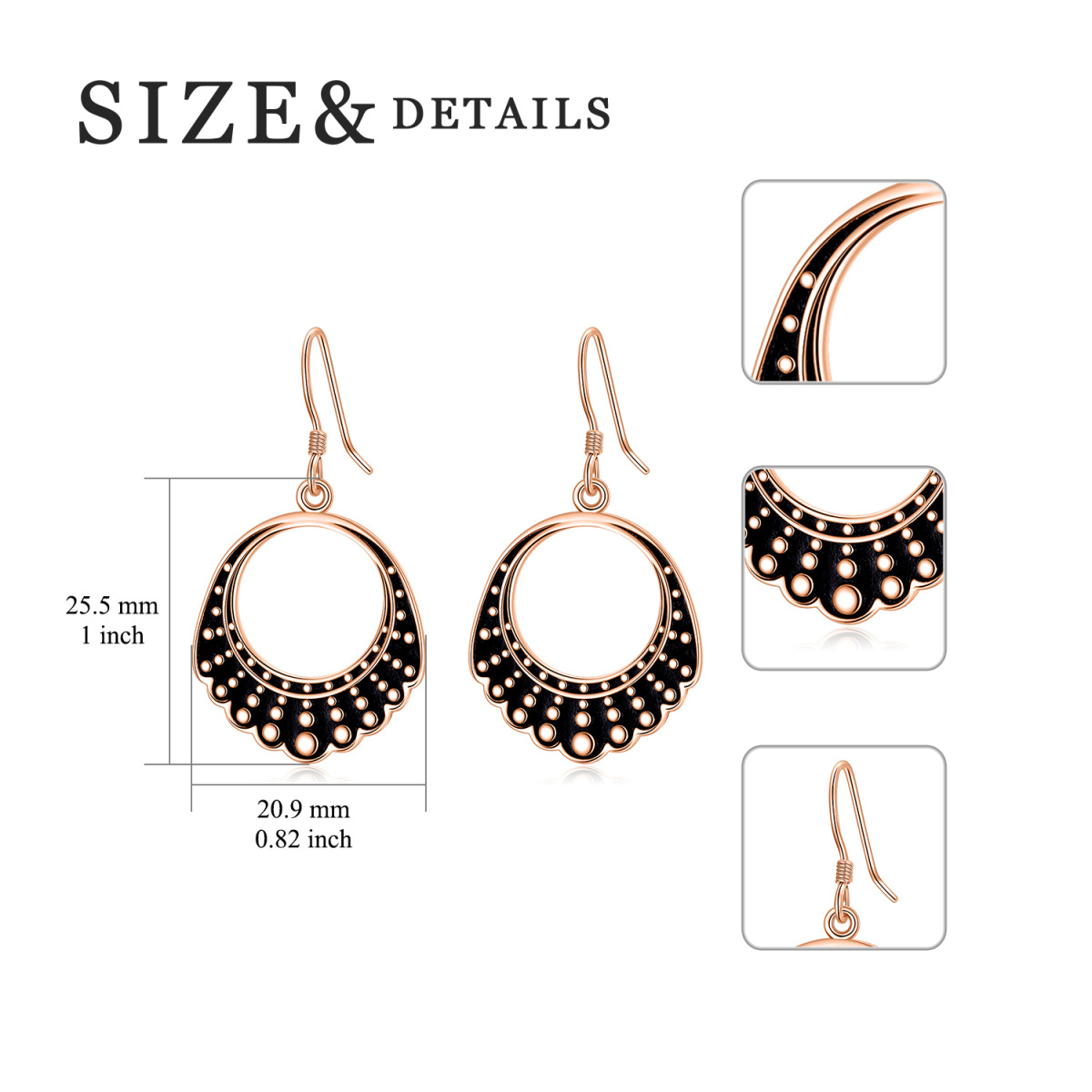 Sterling Silver with Rose Gold Plated Ginsberg Collar RBG Drop Earrings for Women-5