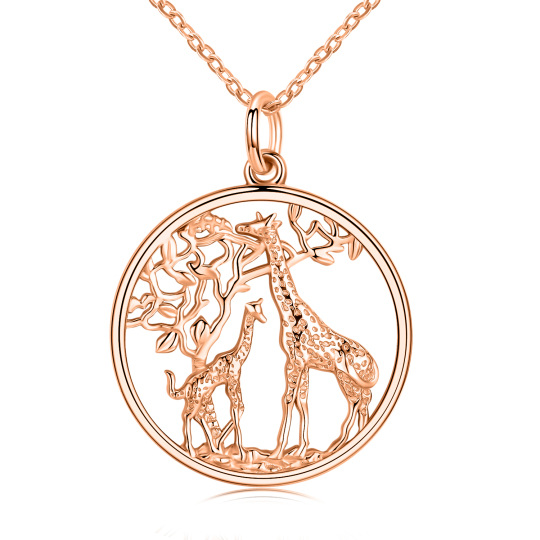 Collier pendentif girafe en argent sterling plaqué or rose