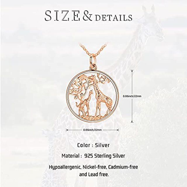 Sterling Silver with Rose Gold Plated Giraffe Pendant Necklace-5