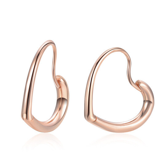 Sterling Silver with Rose Gold Plated Heart Hoop Earrings