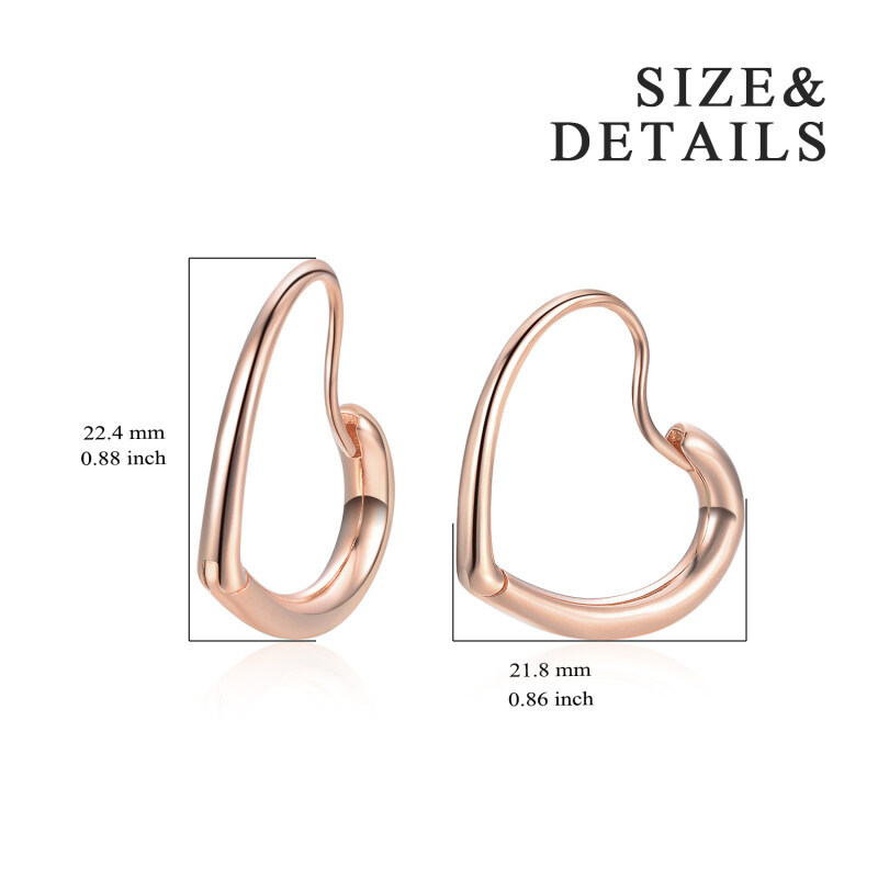 Orecchini a cerchio a cuore in argento 925 e placcati in oro rosa-5