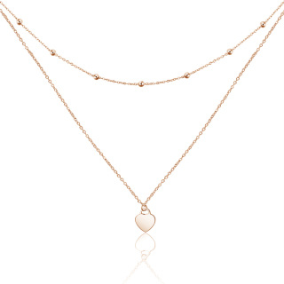 Sterling Silver with Rose Gold Plated Heart Layered Necklace-58