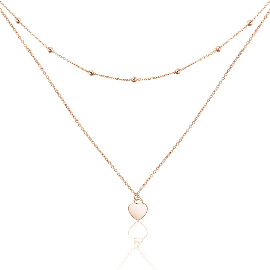 Sterling Silver with Rose Gold Plated Heart Layered Necklace