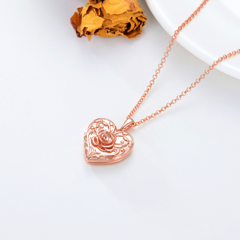 قلادة نسائية من الفضة الإسترلينية مطلية بالذهب الوردي على شكل قلب منقوش عليها صورة شخصية-4
