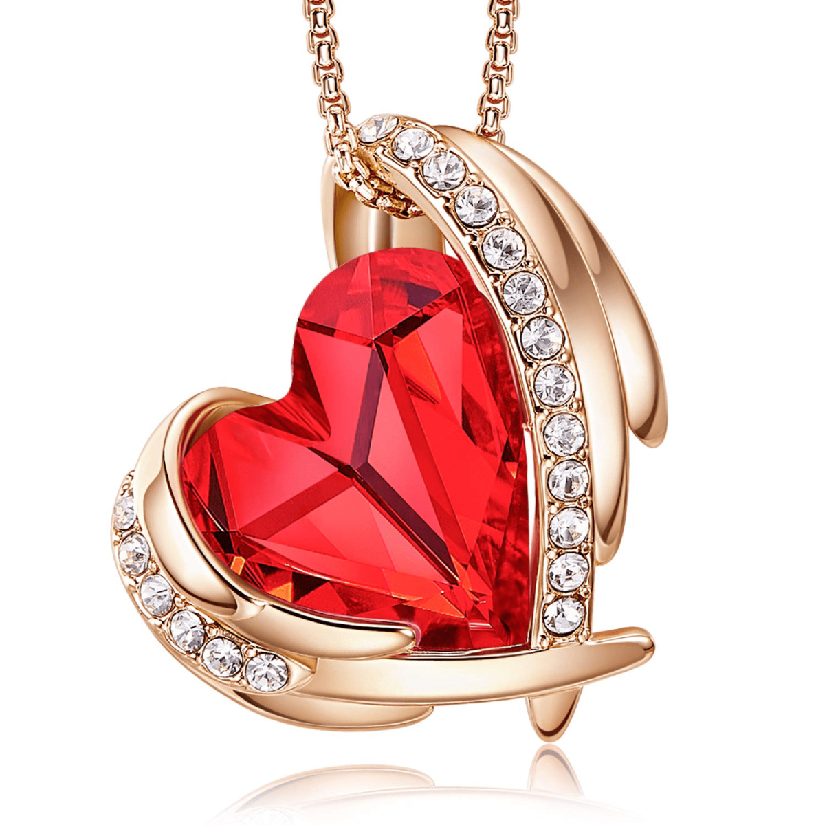 Plata de ley con baño de oro rosa en forma de corazón de cristal personalizado Birthstone-1