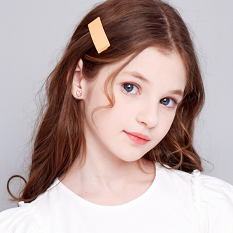 Orecchini in argento 925 con placcatura in oro rosa a forma di cuore e di maiale in cristallo-2