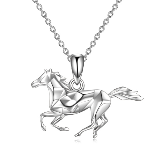 Collana con ciondolo a forma di cavallo in argento sterling e placcato oro rosa