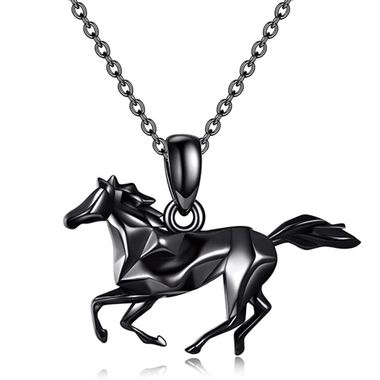 Collier pendentif cheval en argent sterling plaqué or rose