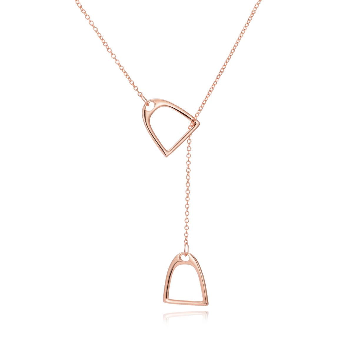 Sterling Silver with Rose Gold Plated Horseshoe Adjustable Y Necklace-1