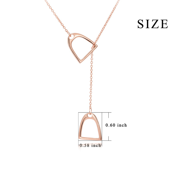 Sterling Silver with Rose Gold Plated Horseshoe Adjustable Y Necklace-5