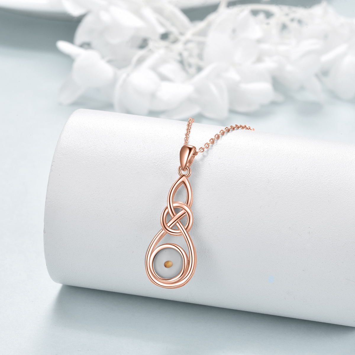 Sterling Silver with Rose Gold Plated Infinity Symbol Pendant Necklace-3