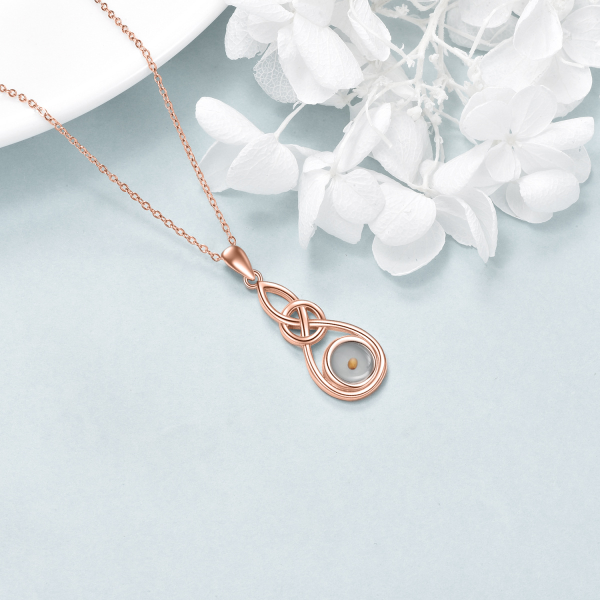 Sterling Silver with Rose Gold Plated Infinity Symbol Pendant Necklace-4