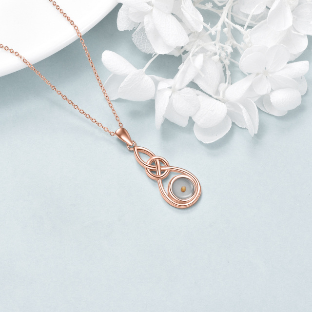 Collana con ciondolo in argento sterling con simbolo dell'infinito placcato in oro rosa-4