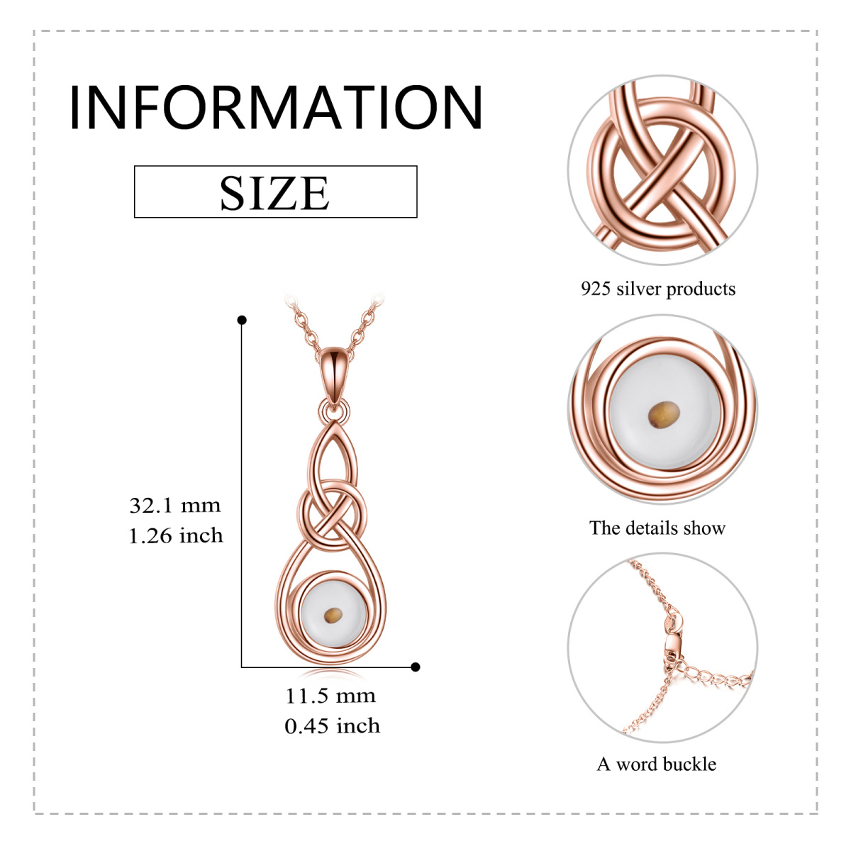 Sterling Silver with Rose Gold Plated Infinity Symbol Pendant Necklace-5