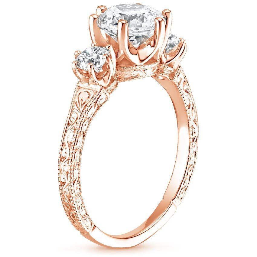 Sterling Silver with Rose Gold Plated Moissanite Engagement Ring-3