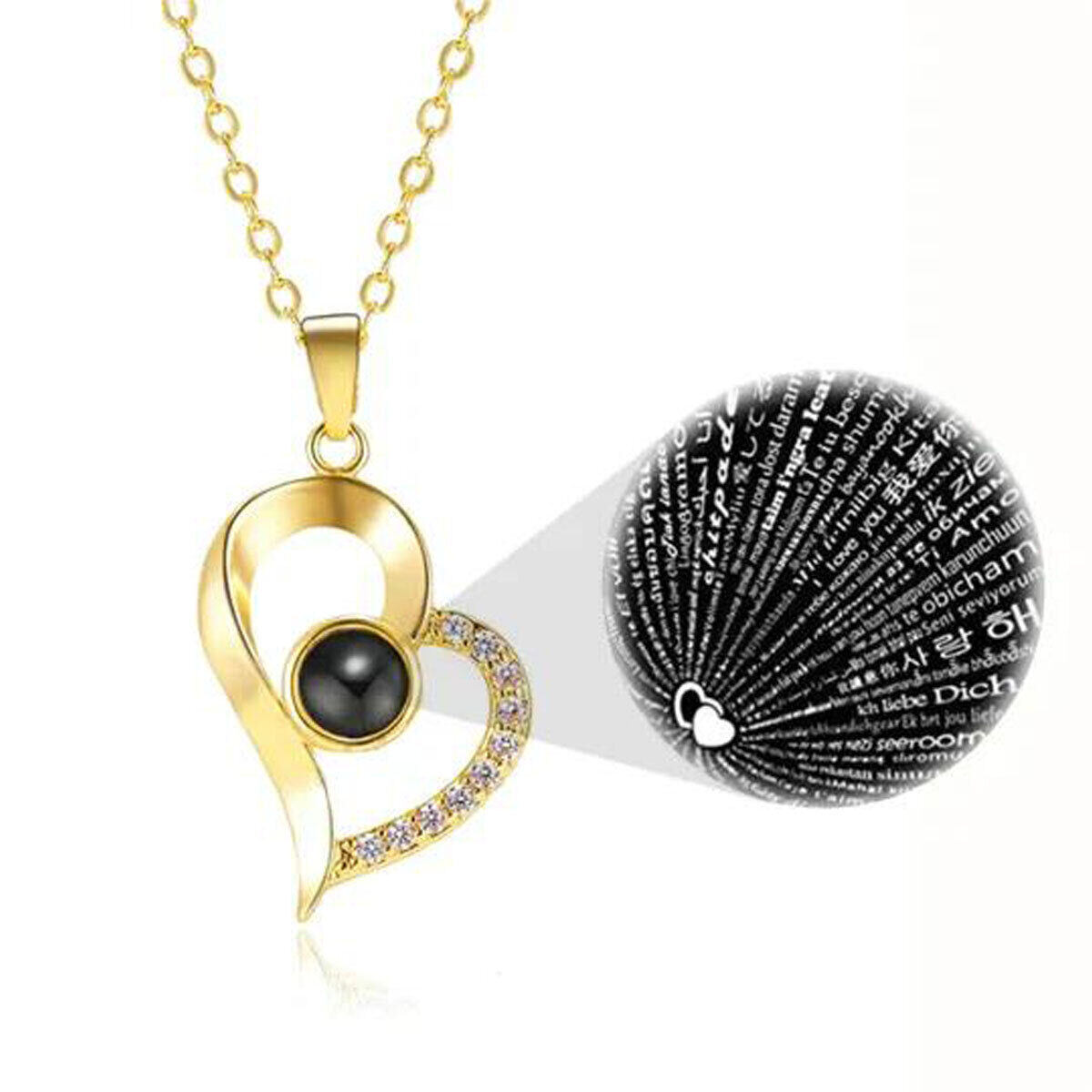 Collar con colgante de corazón de moissanita chapado en oro rosa de plata de ley-3
