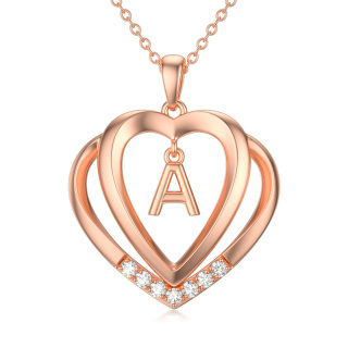 Sterling Silver Moissanite Alphabet A To Z Initial Letter Heart Pendant Necklace For Women-10