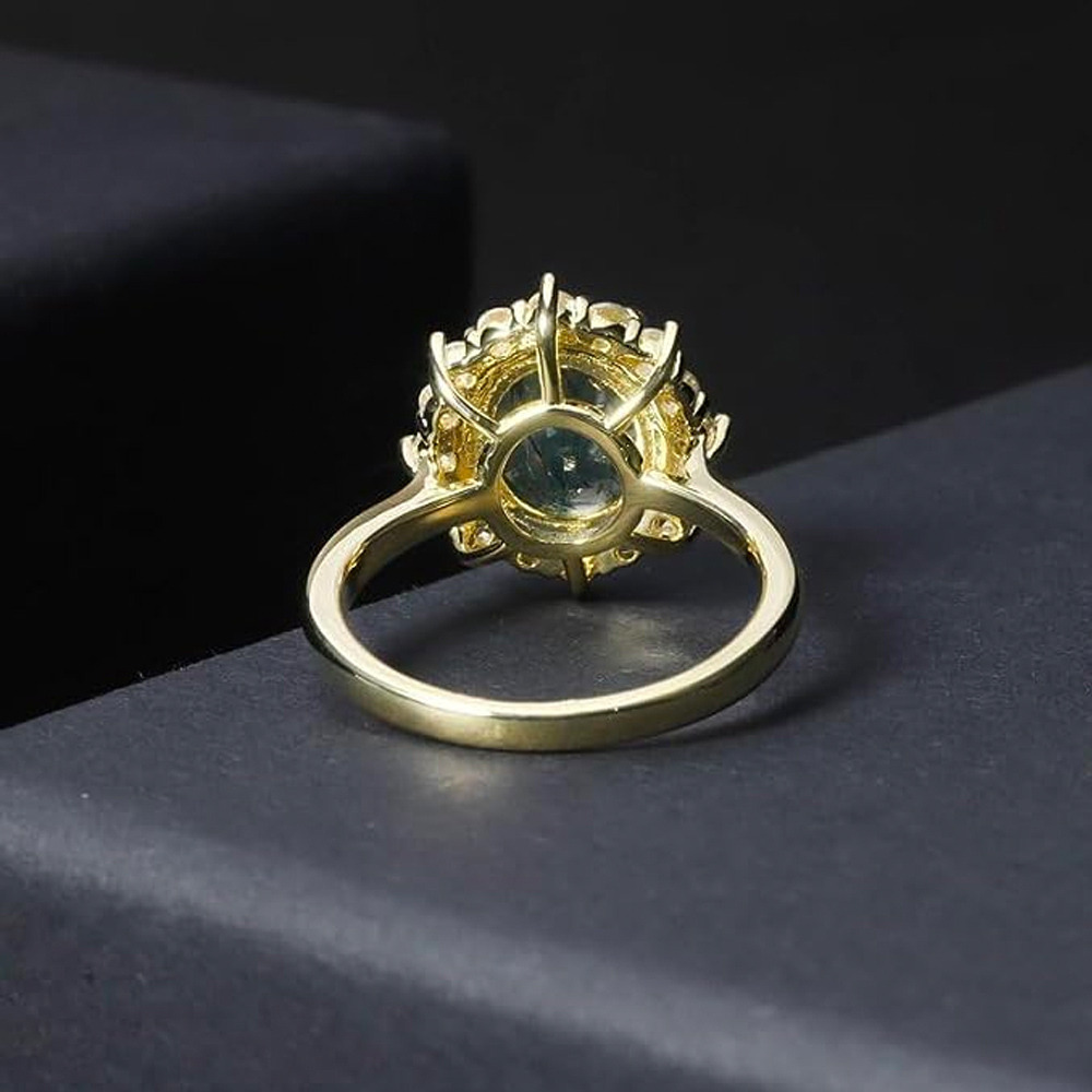 Anello di fidanzamento ovale in argento sterling con agata muschiata placcata in oro rosa-3