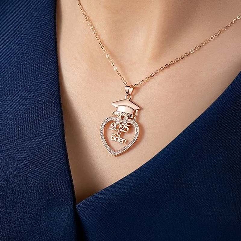 Sterling Silver with Rose Gold Plated Nameplated & Parents & Children Necklace Graduation Necklace-2