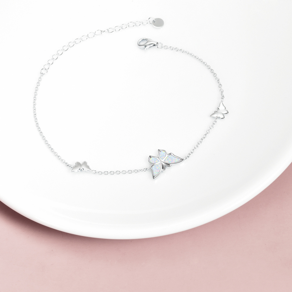 Armband mit Schmetterlingsanhänger aus Sterlingsilber mit rosévergoldetem Opal-3