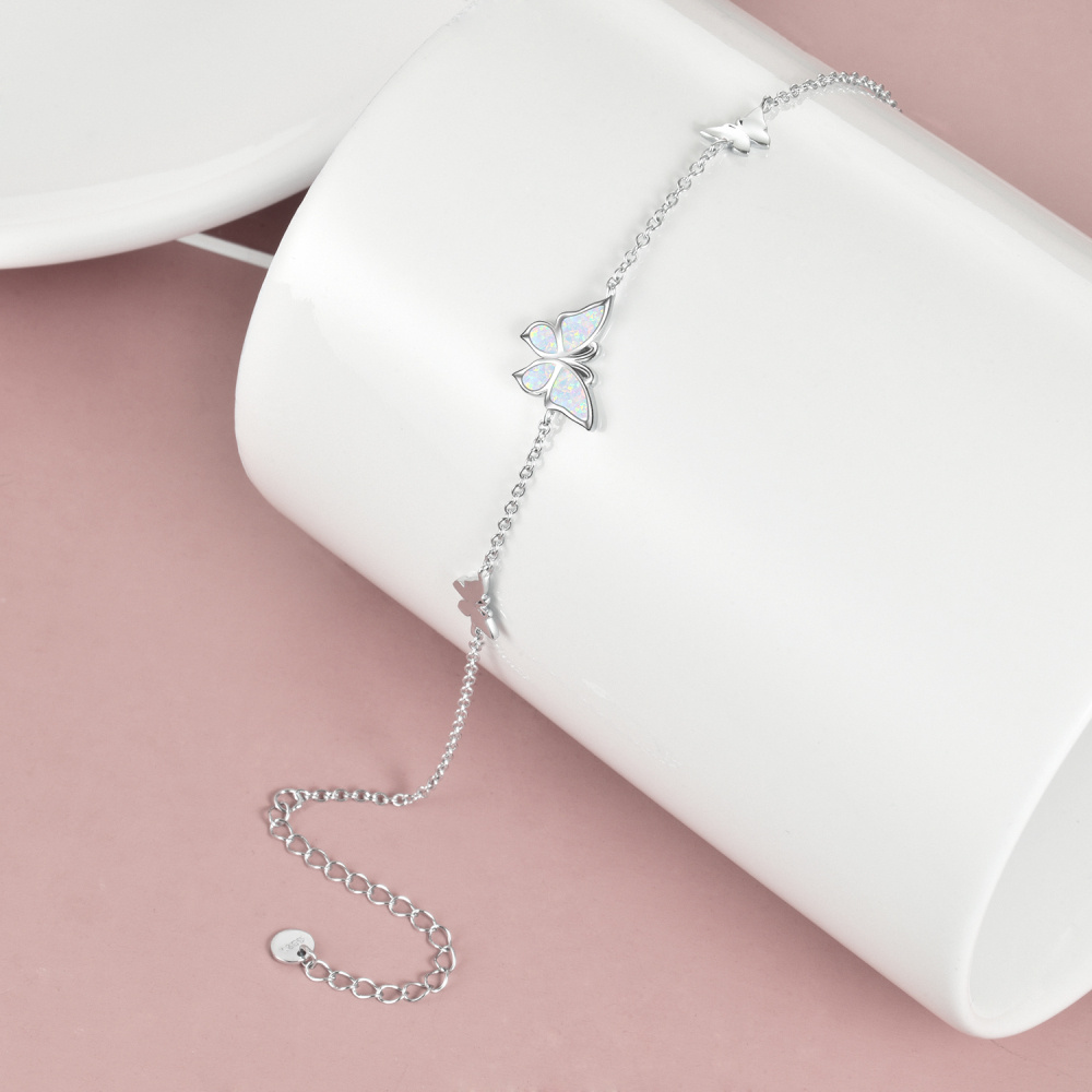 Armband mit Schmetterlingsanhänger aus Sterlingsilber mit rosévergoldetem Opal-4