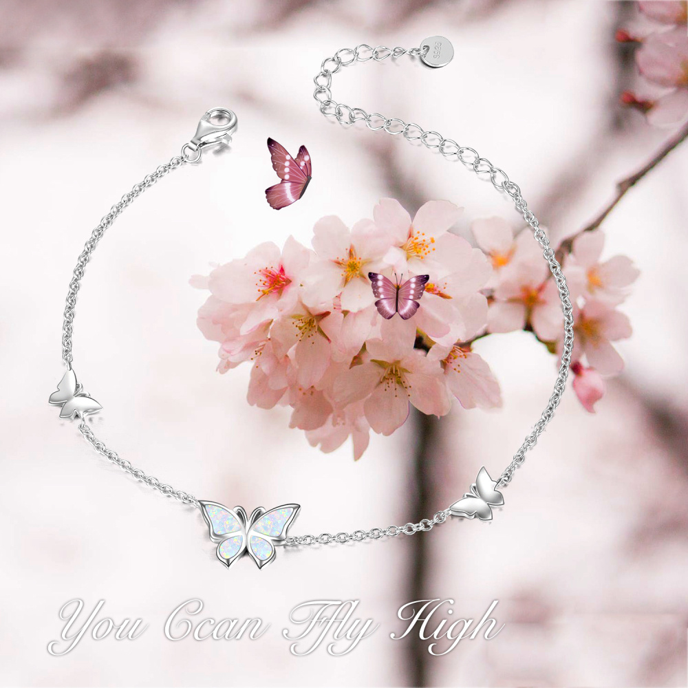 Armband mit Schmetterlingsanhänger aus Sterlingsilber mit rosévergoldetem Opal-6