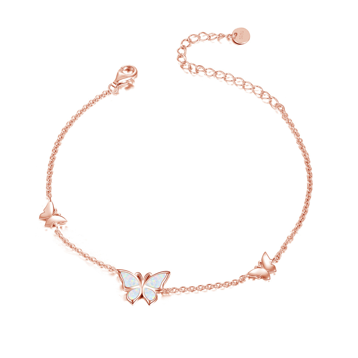 Armband mit Schmetterlingsanhänger aus Sterlingsilber mit rosévergoldetem Opal-1