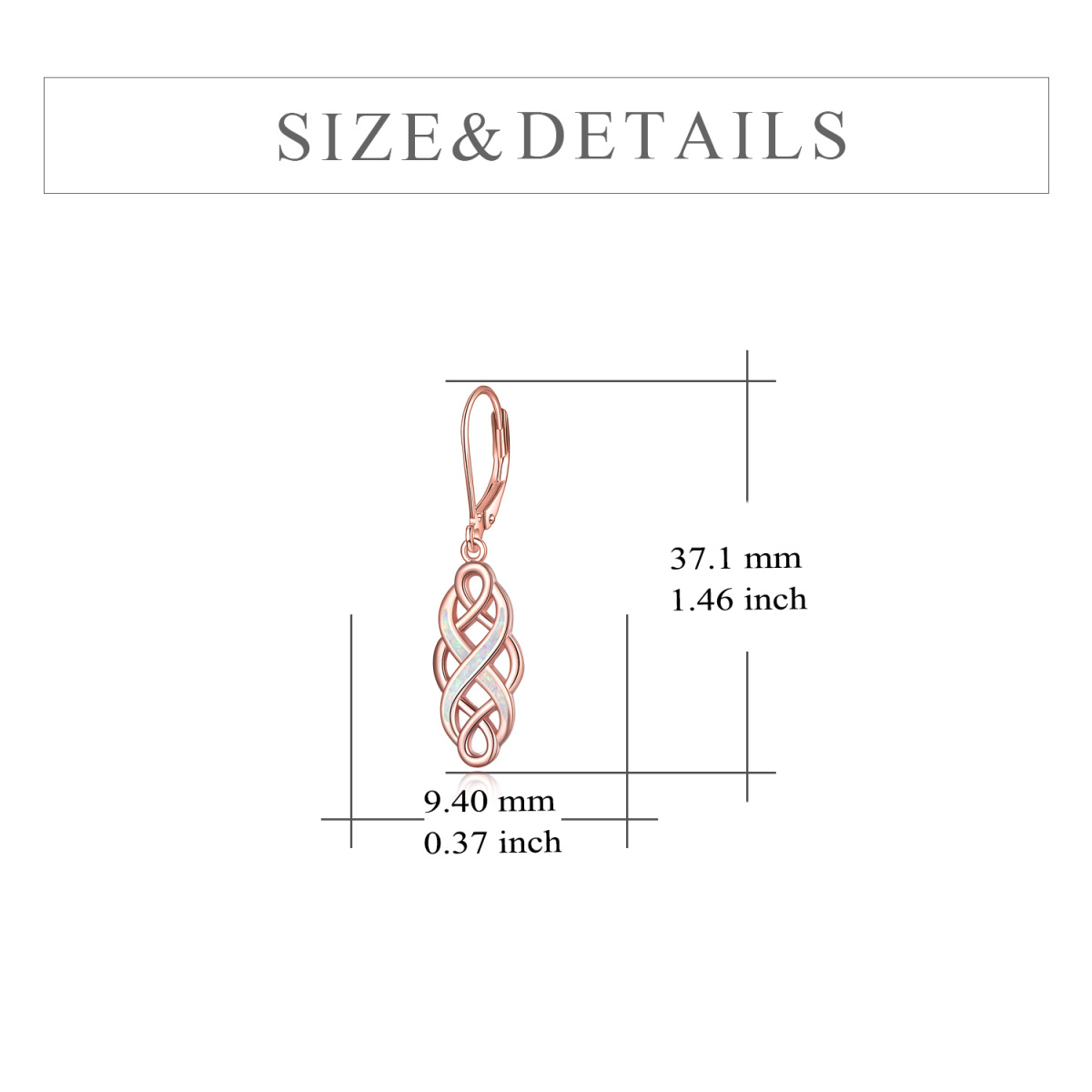 Sterling Silver with Rose Gold Plated Opal Celtic Knot Drop Earrings-5
