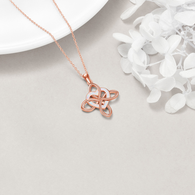 Collana con ciondolo a cuore e nodo celtico in argento sterling e placcato oro rosa.-4