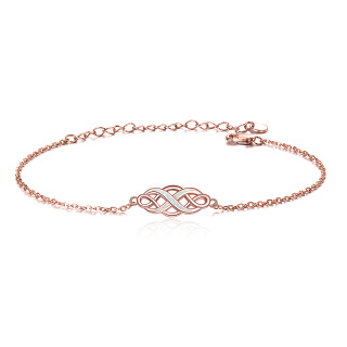 Sterling Silver with Rose Gold Plated Opal Celtic Knot Pendant Bracelet-4