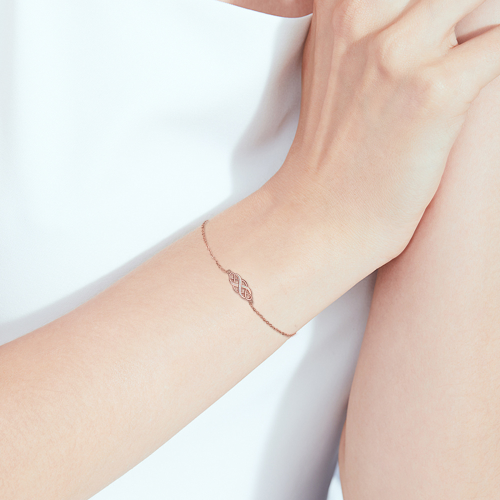 Sterling Silber mit Rose Gold plattiert Opal keltischen Knoten Anhänger Armband-2