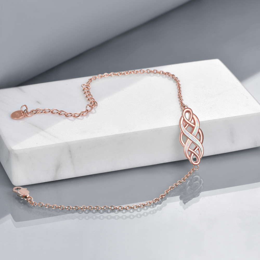 Sterling Silber mit Rose Gold plattiert Opal keltischen Knoten Anhänger Armband-3