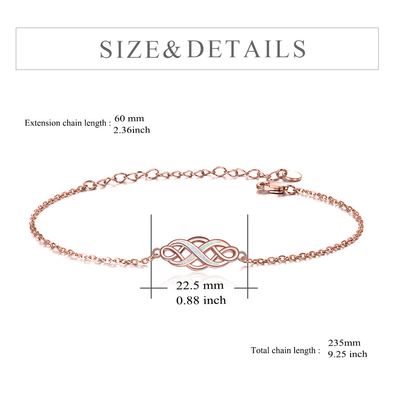 Sterling Silver with Rose Gold Plated Opal Celtic Knot Charm Bracelet-5