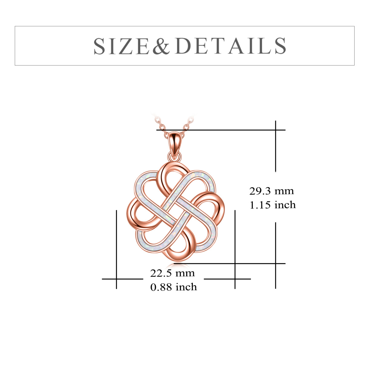 Sterling Silver with Rose Gold Plated Opal Celtic Knot Pendant Necklace-5