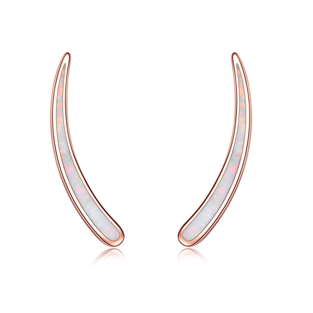 Orecchini scalatori in argento sterling con opale bianco placcato oro rosa-1