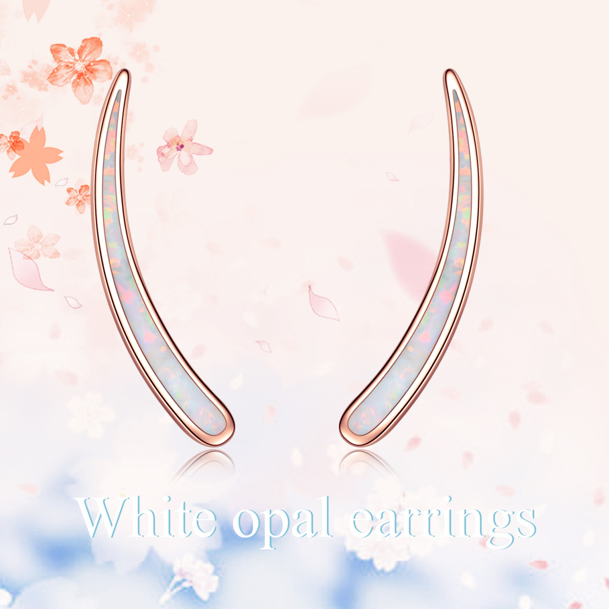 Boucles d'oreilles montantes en argent sterling et opale plaquée or rose-6