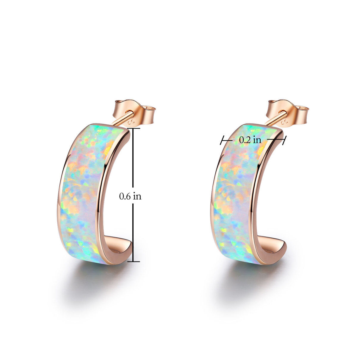 Sterling Silver with Rose Gold Plated Opal Drop Earrings-5