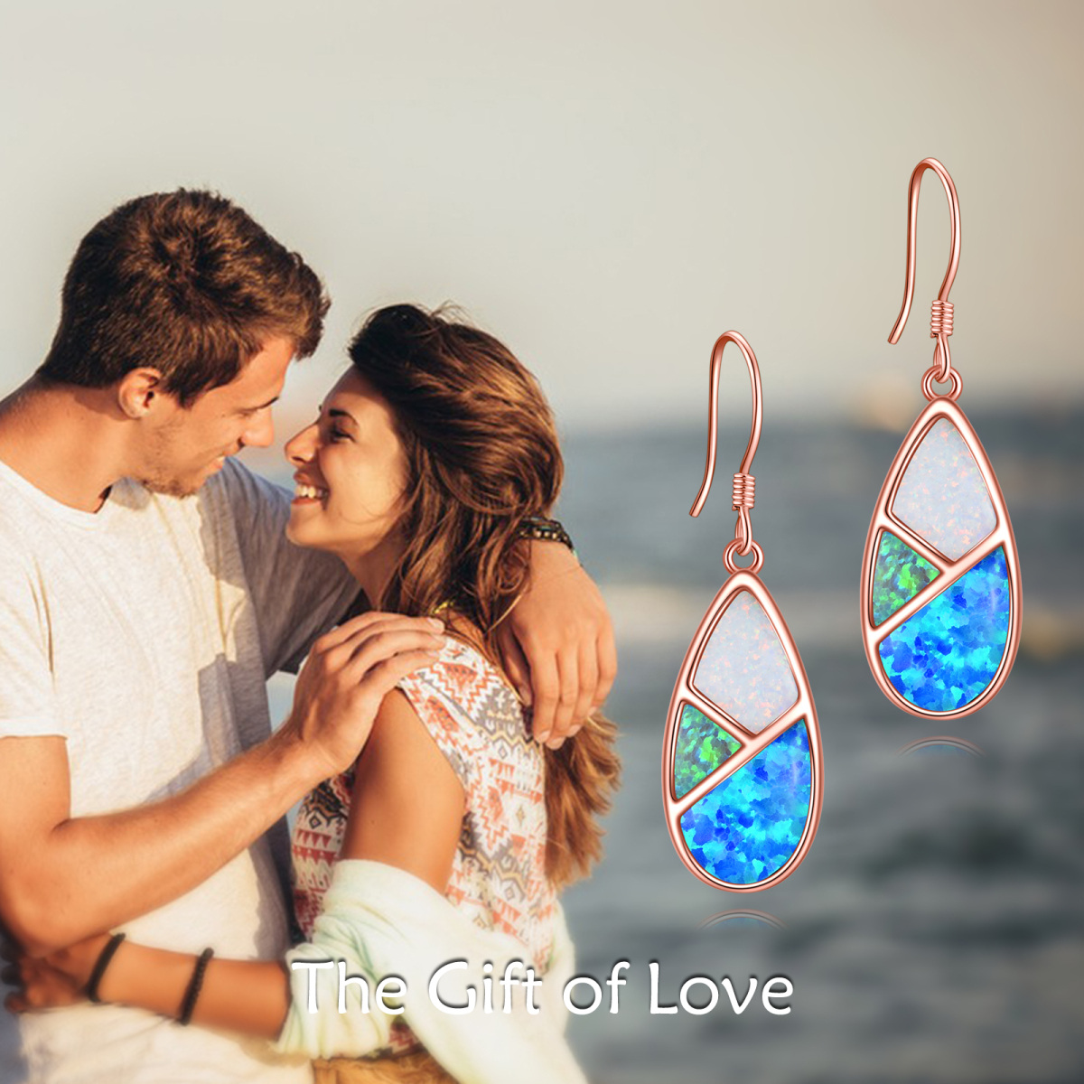 Sterling Silver With Rose Gold Plated Opal Drop Drop Earrings For Women Best Friends-6