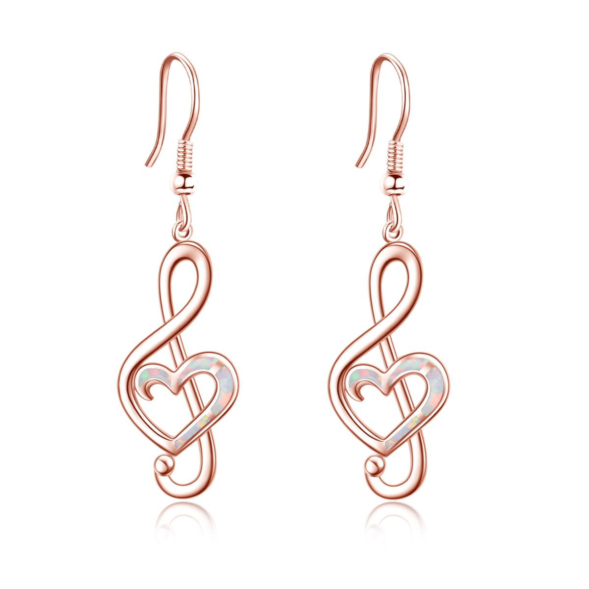 Boucles d'oreilles pendantes en argent sterling et plaqué or rose avec cœur en opale et sy-1