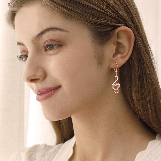 Boucles d'oreilles pendantes en argent sterling et plaqué or rose avec cœur en opale et sy-2