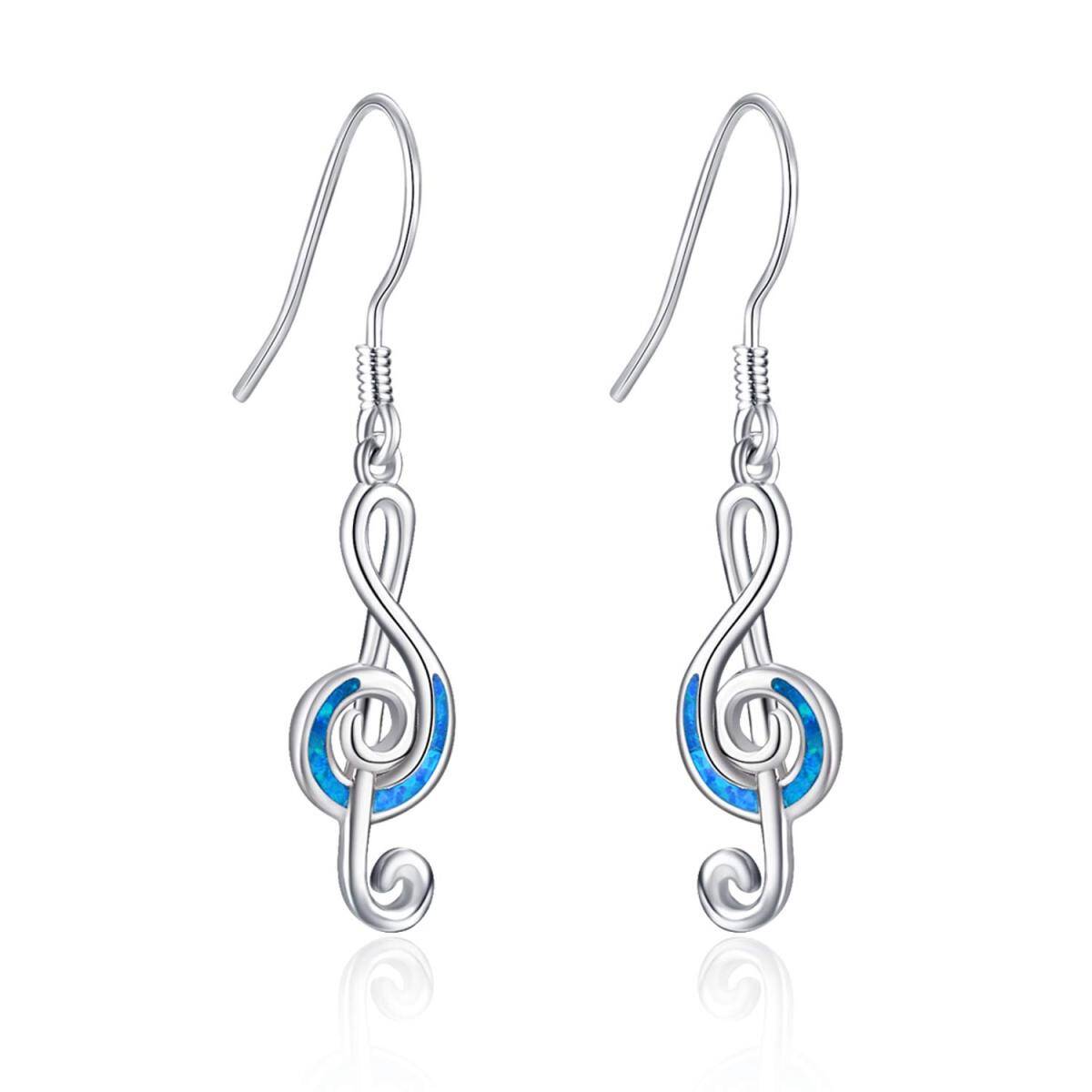 Boucles d'oreilles pendantes en argent sterling et plaqué or rose avec symbole de musique-1