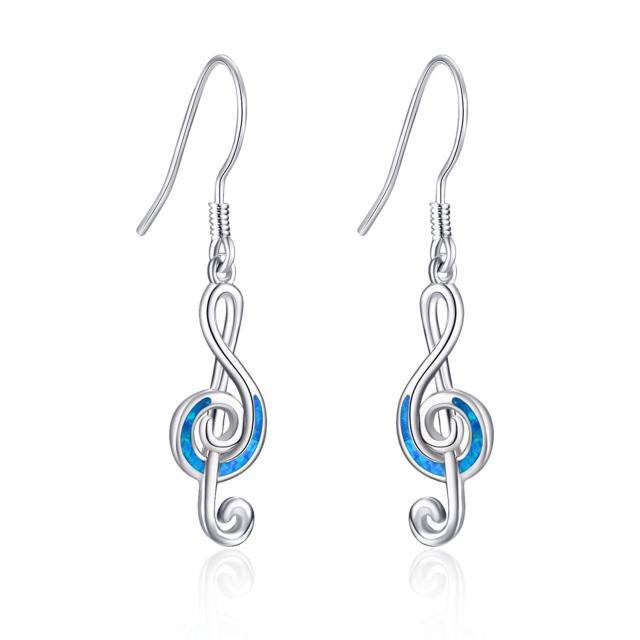 Sterling Silver with Rose Gold Plated Opal Music Symbol Drop Earrings-1