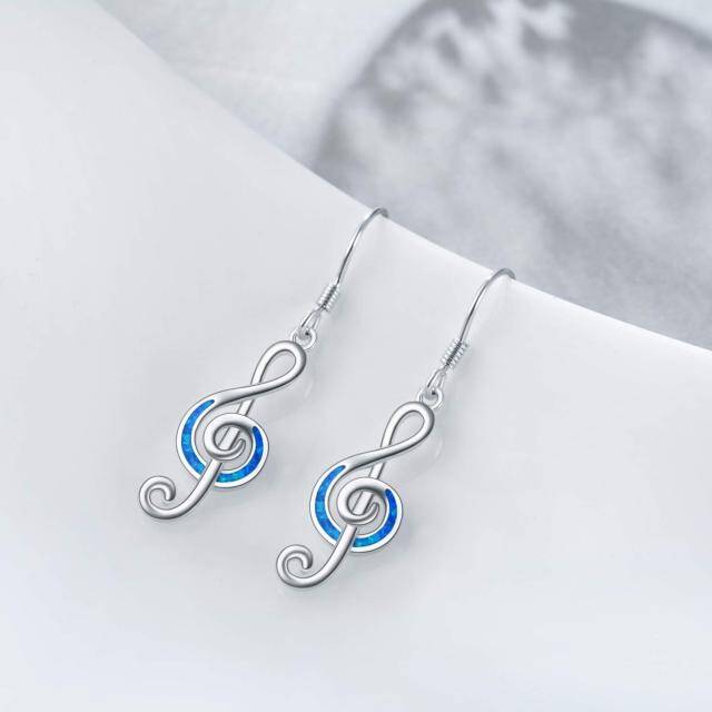 Boucles d'oreilles pendantes en argent sterling et plaqué or rose avec symbole de musique-3