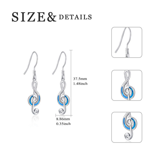 Sterling Silver with Rose Gold Plated Opal Music Symbol Drop Earrings-5