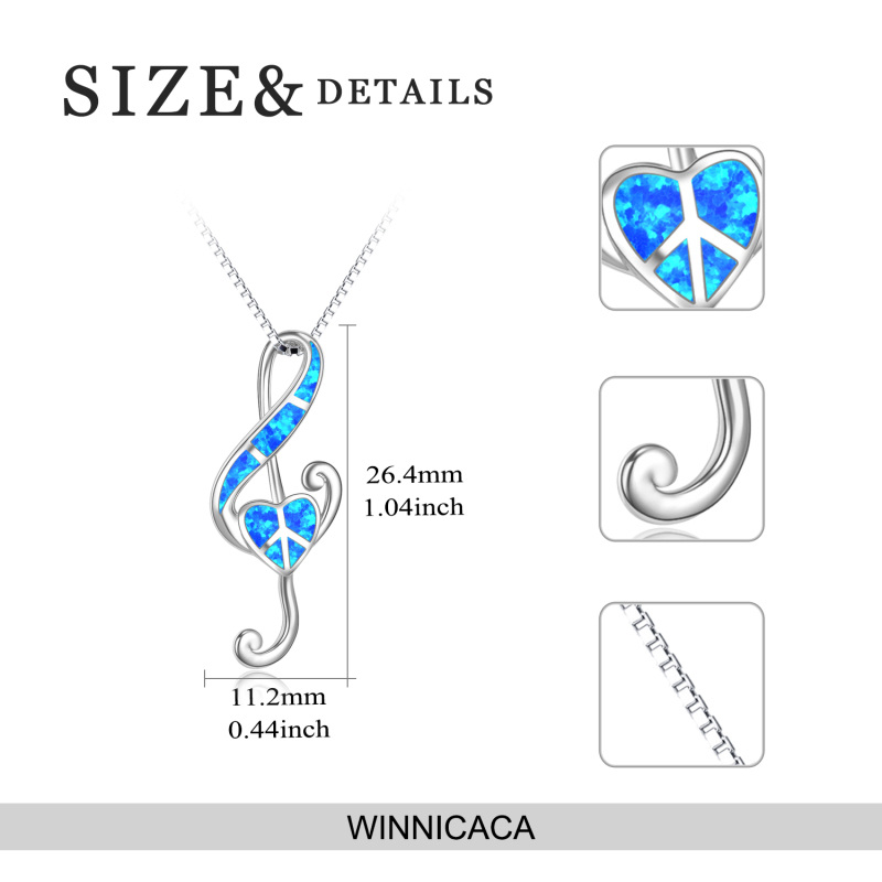 Collier en argent sterling avec symbole musical en forme de cœur en opale pour femme-5