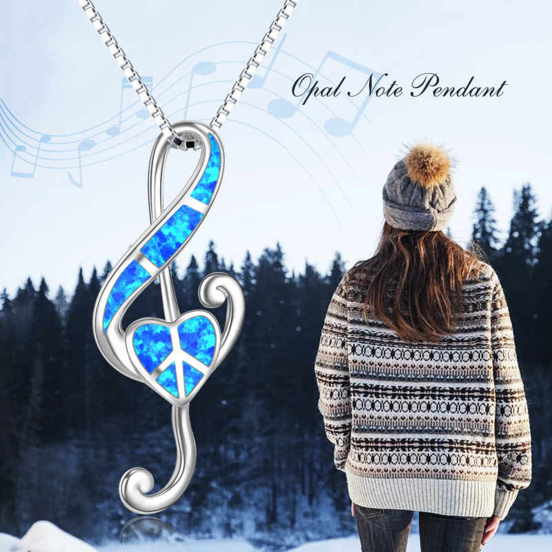 Collier en argent sterling avec symbole musical en forme de cœur en opale pour femme-6