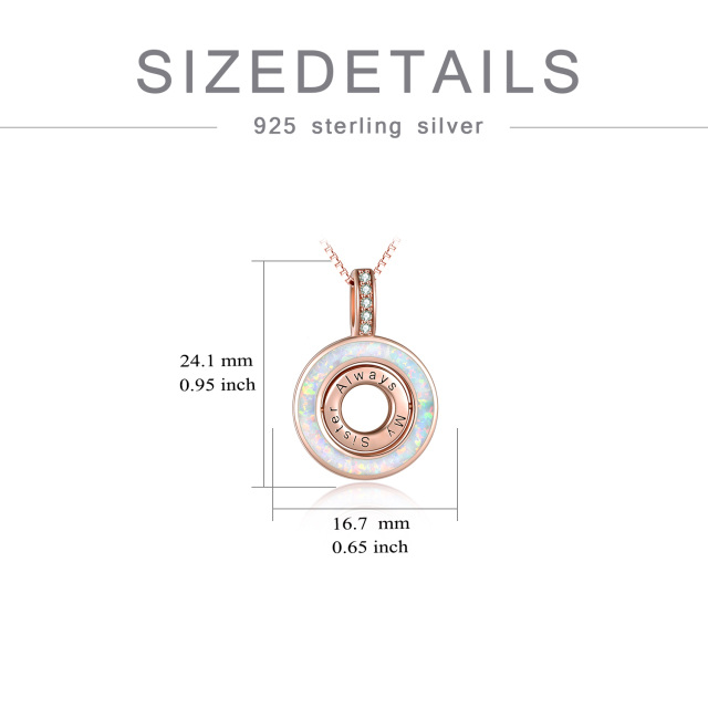 Sterling Silver with Rose Gold Plated Opal Round Rotate Spinner Necklace for Sisters-5