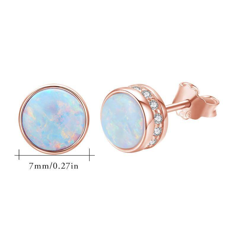 Sterling Silber mit Rose vergoldet Opal Runde Ohrstecker-7