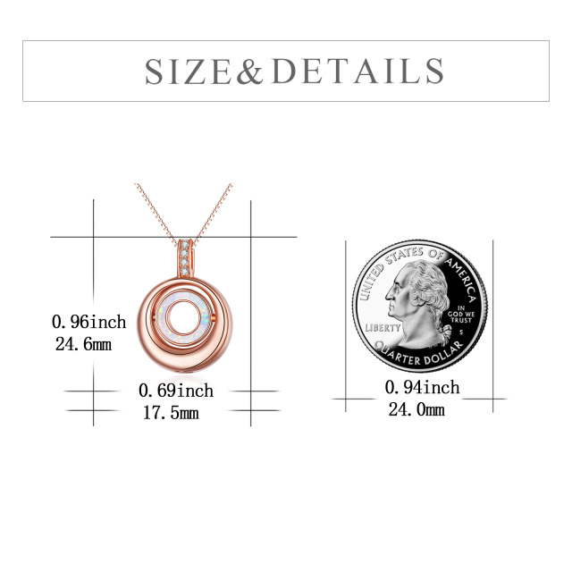 Sterling Silber mit Rose Gold plattiert Opal Runde Urne Halskette für Asche mit eingravier-5