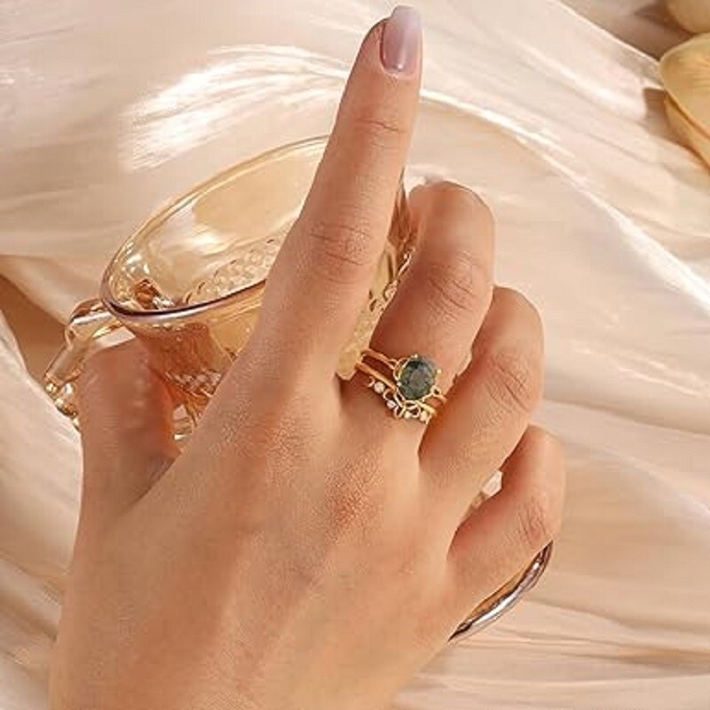 Anel de noivado de casal com gravura personalizada em prata esterlina com formato oval banhado a ouro rosa-2